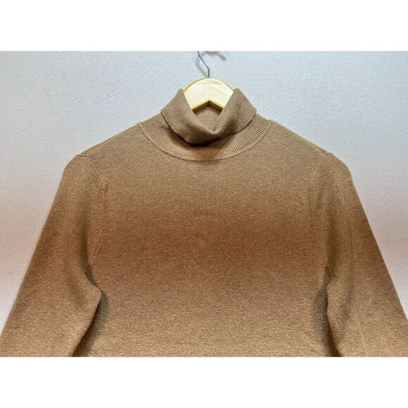 Chico's Women's Coolmax Turtleneck Pullover Sweater Knit Long Sleeve Size 1 Tan - Picture 5 of 11